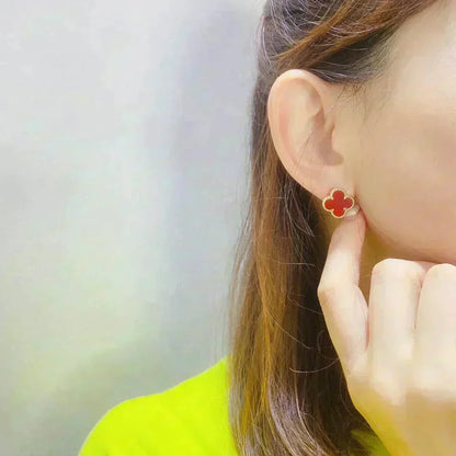 [Dawnora Jewelry]CLOVER MEDIUM 1 MOTIFS CARNELIAN  EARRINGS