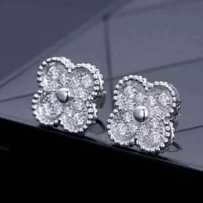 [Dawnora Jewelry]CLOVER 1 MOTIFS DIAMOND STUD EARRINGS SILVER