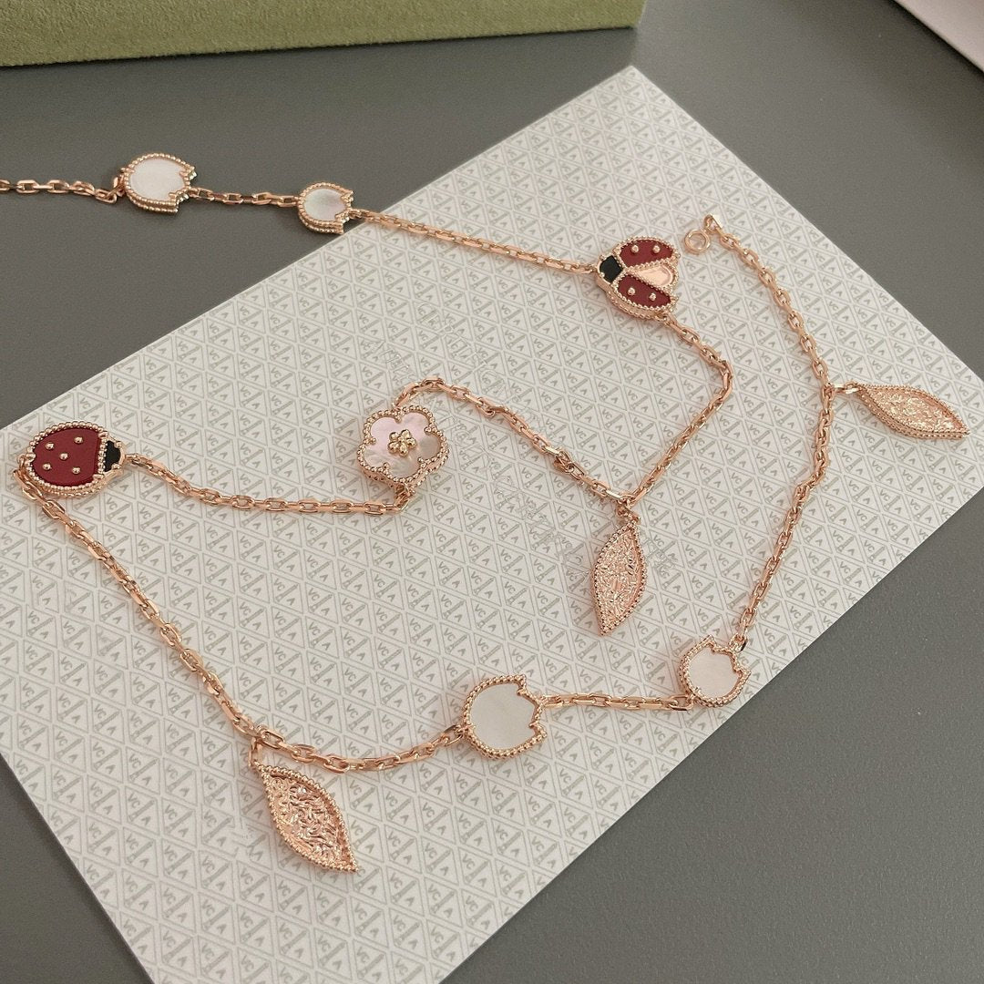 [Dawnora Jewelry]LUCKY SPRING 15 MOTIFS ROSE GOLD NECKLACE