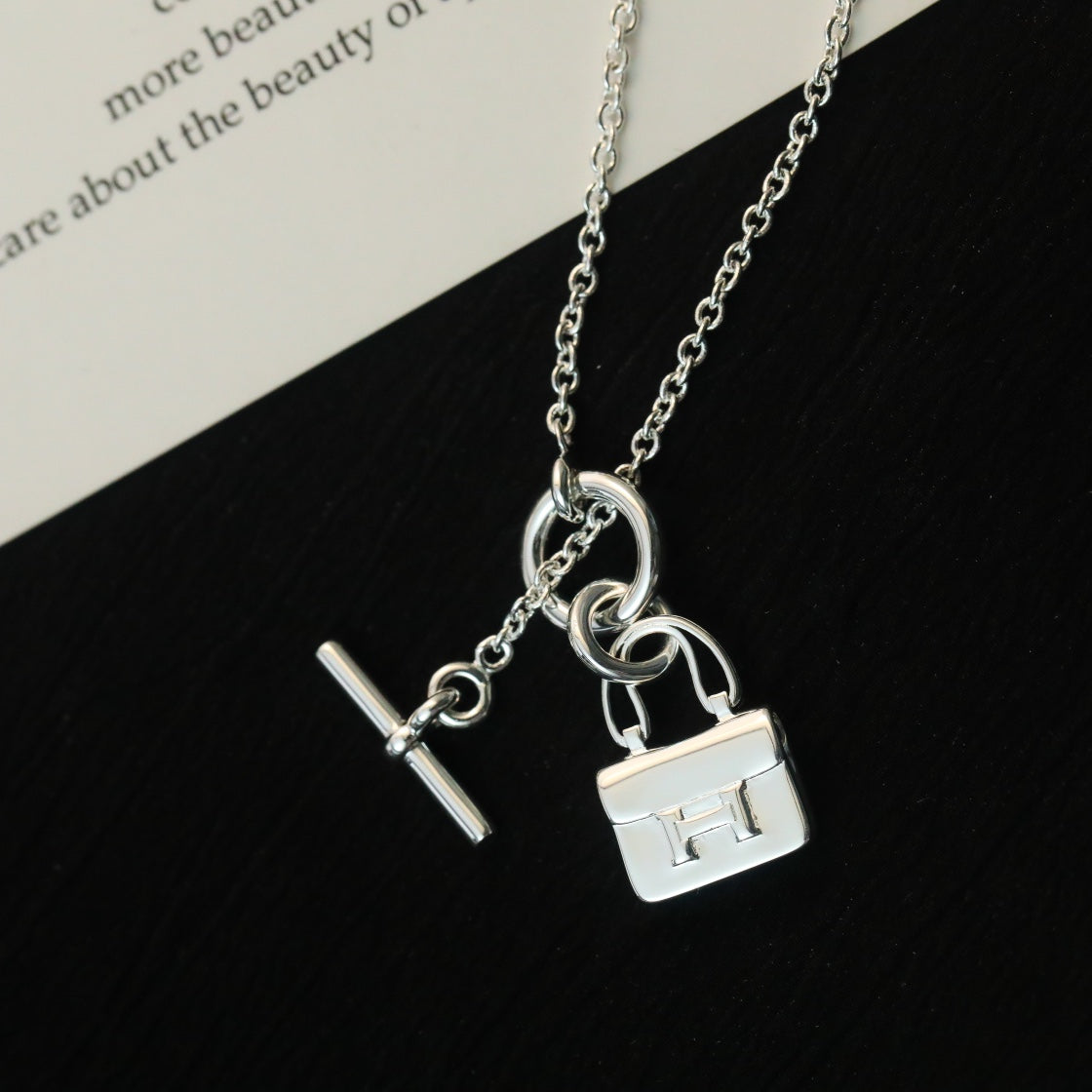 [Dawnora Jewelry]POP H PEDANT SILVER NECKLACE