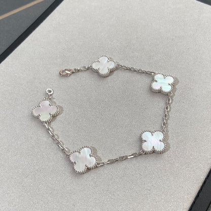[Dawnora Jewelry]CLOVER WHITE PEARL MOP 5 MOTIF BRACELET COLLECTION