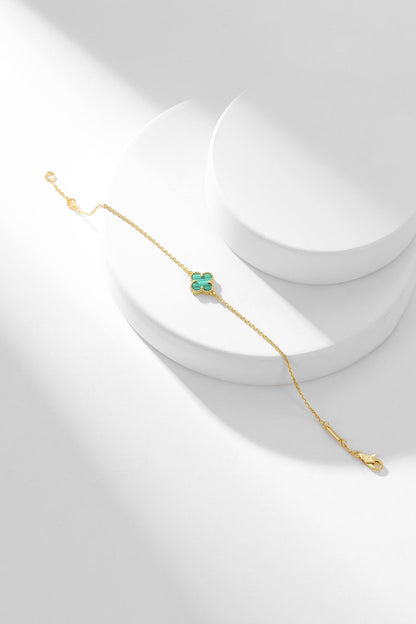 [Dawnora Jewelry]CLOVER BRACELET MALACHITE 1 MOTIF
