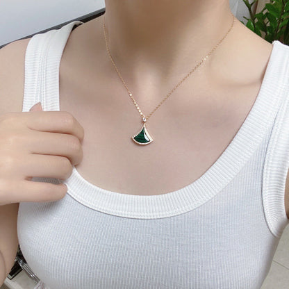 [Dawnora Jewelry]DREAM MALACHITE DIAMOND PAVED PINK GOLD NECKLACE