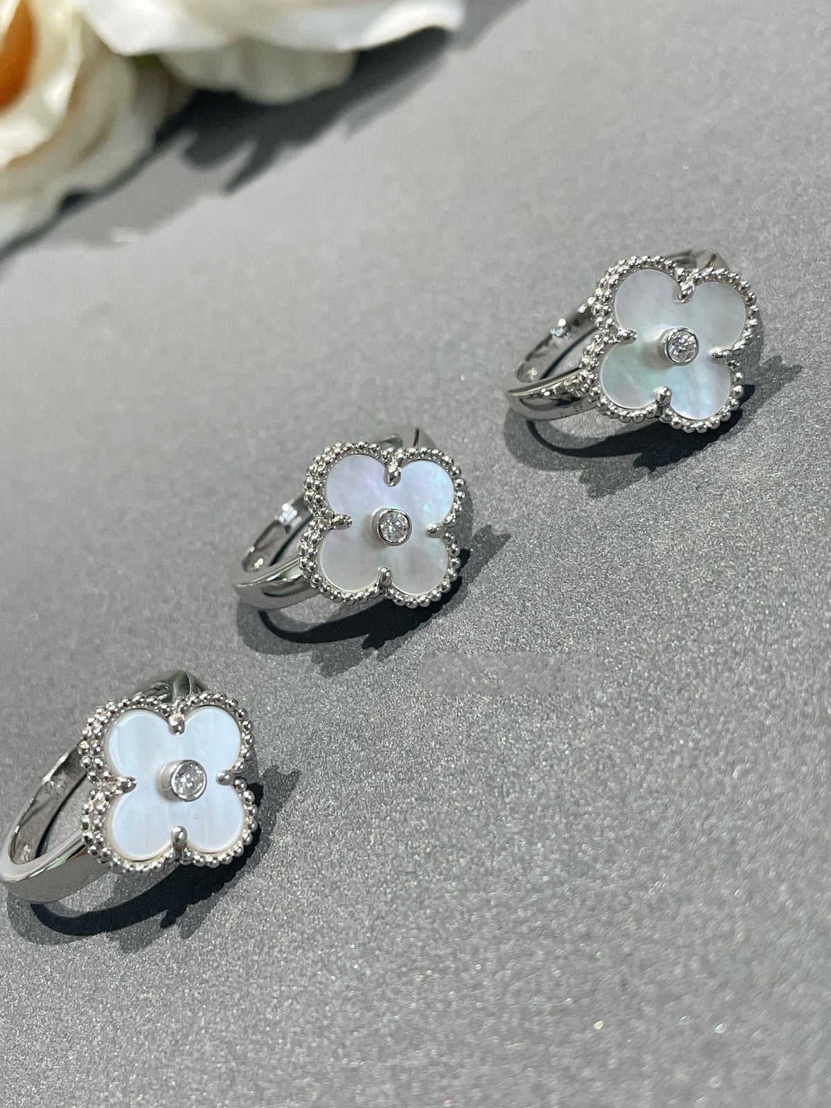[Dawnora Jewelry]CLOVER SILVER MOP DIAMOND RING
