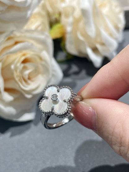 [Dawnora Jewelry]CLOVER SILVER MOP DIAMOND RING