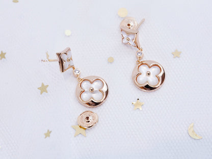 [Dawnora Jewelry]STAR AND SUN PINK GOLD MOP DROP EARRINGS
