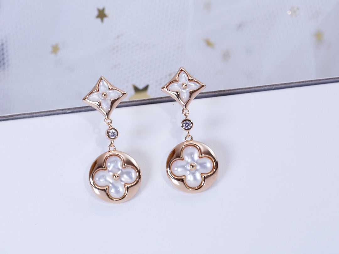 [Dawnora Jewelry]STAR AND SUN PINK GOLD MOP DROP EARRINGS