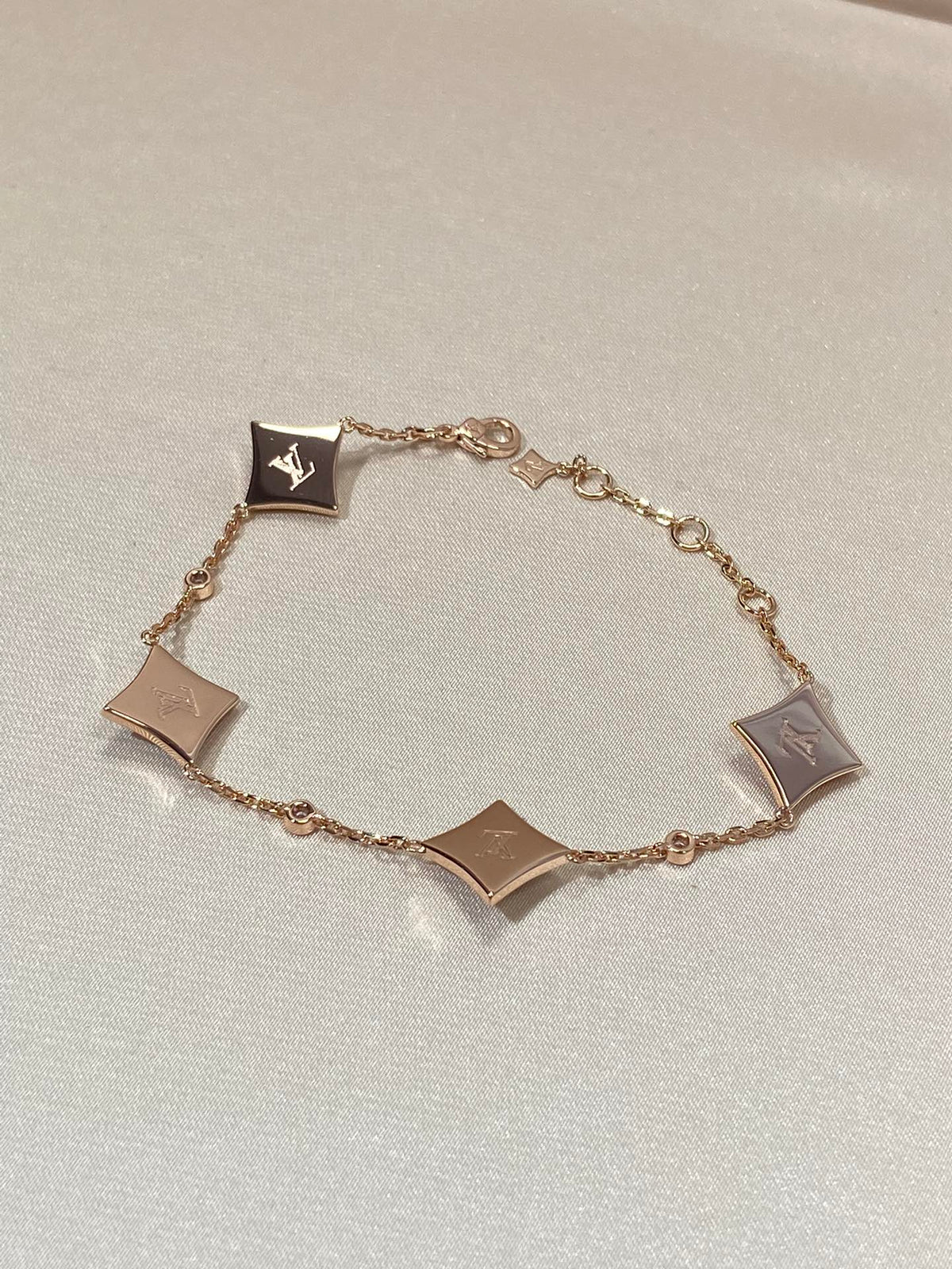 [Dawnora Jewelry]STAR 4 MOTIF MOP DIAMOND PINK GOLD BRACELET