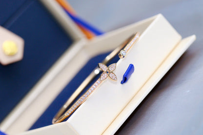 [Dawnora Jewelry]IDYLLE PINK GOLD OPEN BRACELET DIAMOND PAVED
