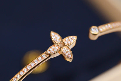 [Dawnora Jewelry]IDYLLE PINK GOLD OPEN BRACELET DIAMOND PAVED