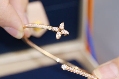 [Dawnora Jewelry]IDYLLE PINK GOLD OPEN BRACELET DIAMOND PAVED