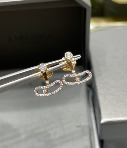 [Dawnora Jewelry]MOVE UNO PINK GOLD DIAMOND EARRINGS