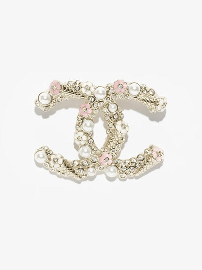 [Dawnora Jewelry]26C Pink-White Enamel Ice Cream Cone Double C Brooch