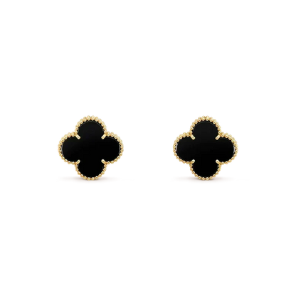 [Dawnora Jewelry]CLOVER MEDIUM 1 MOTIFS  ONYX STUD EARRINGS