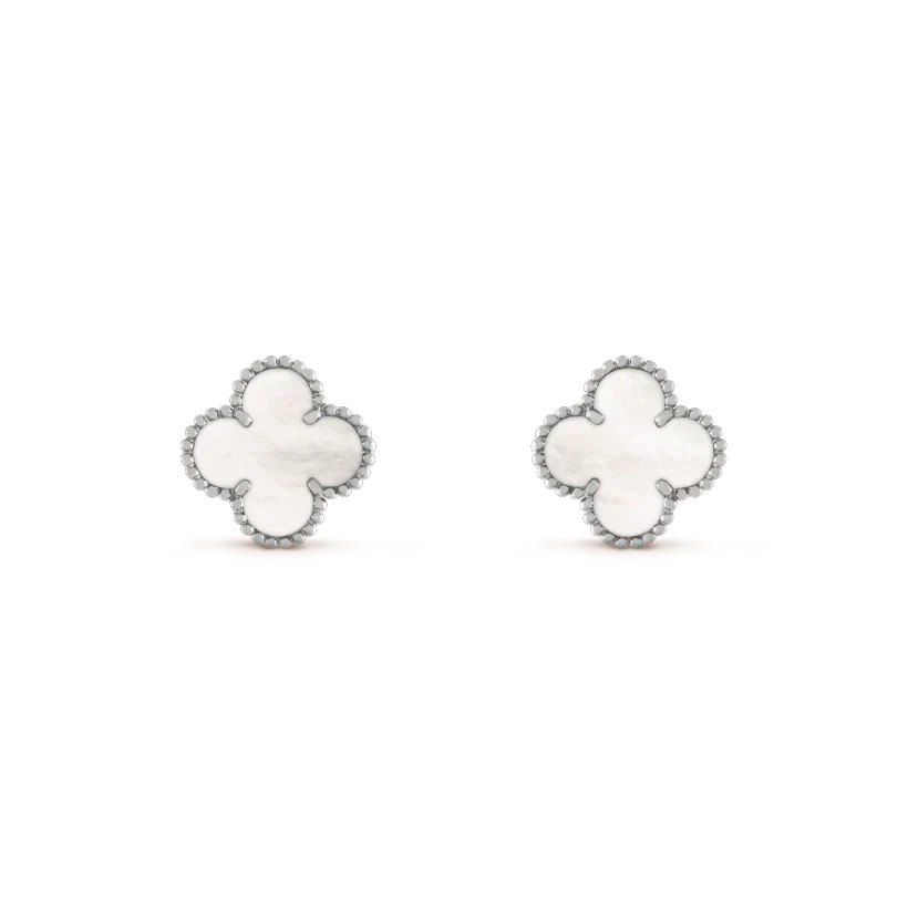 [Dawnora Jewelry]CLOVER MEDIUM 1 MOTIFS  WHITE MOP EARRINGS SILVER