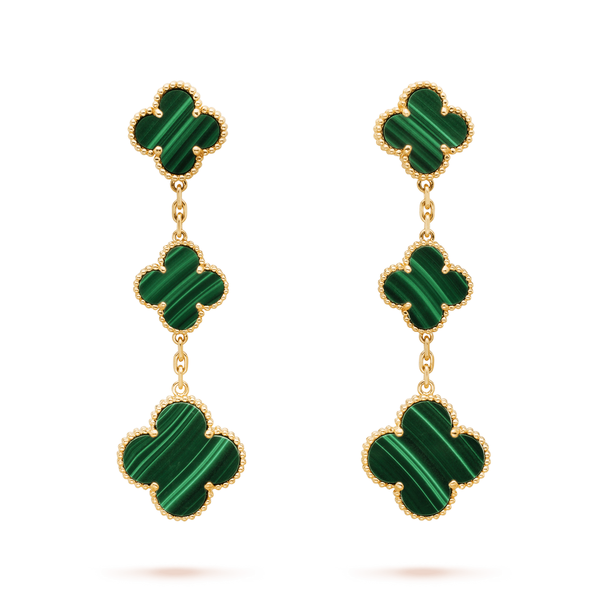 [Dawnora Jewelry]CLOVER MALACHITE 3 MOTIFS GOLD