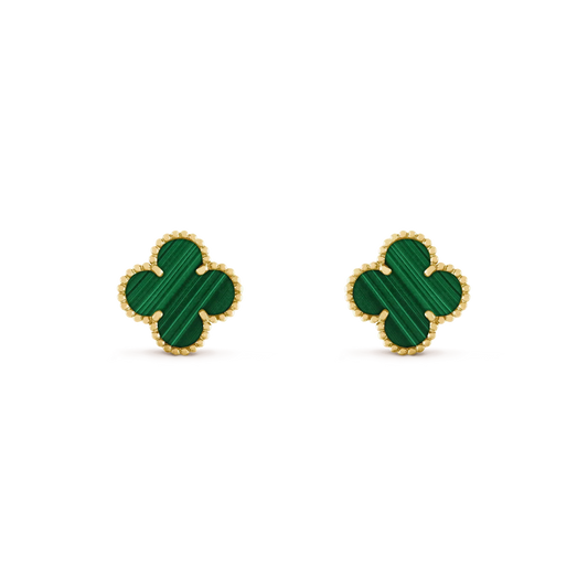 [Dawnora Jewelry]CLOVER MEDIUM 1 MOTIFS MALACHITE  EARRINGS