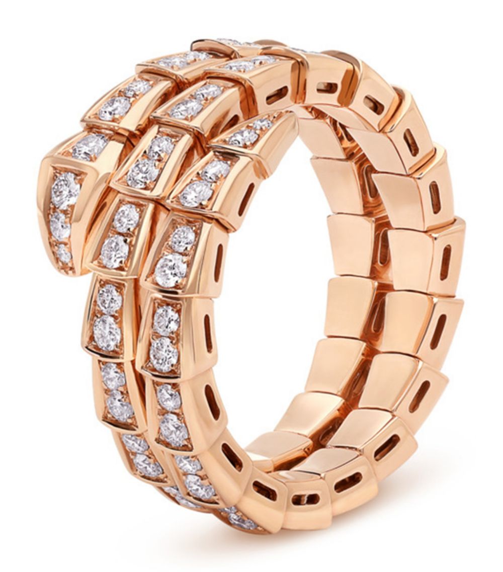 [Dawnora Jewelry]SERPENTI RING PINK GOLD DIAMOND DOUBLE ROW