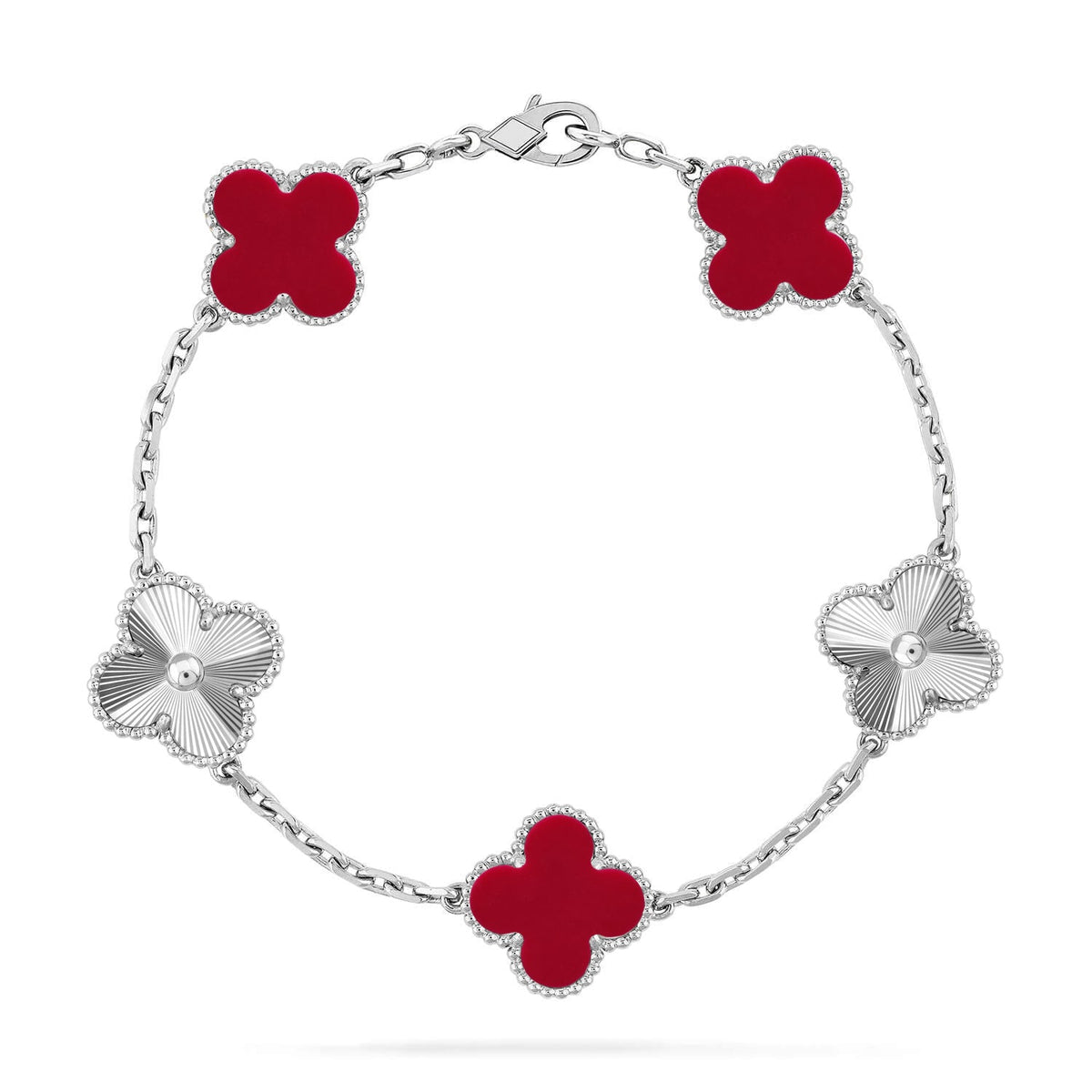 [Dawnora Jewelry] CLOVER 5 MOTIF RED CORNELIAN BRACELET COLLECTION