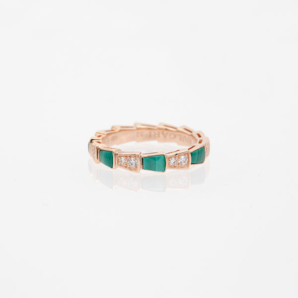 [Dawnora Jewelry]SERPENTI RING PINK GOLD MALACHITE DIAMOND 3MM