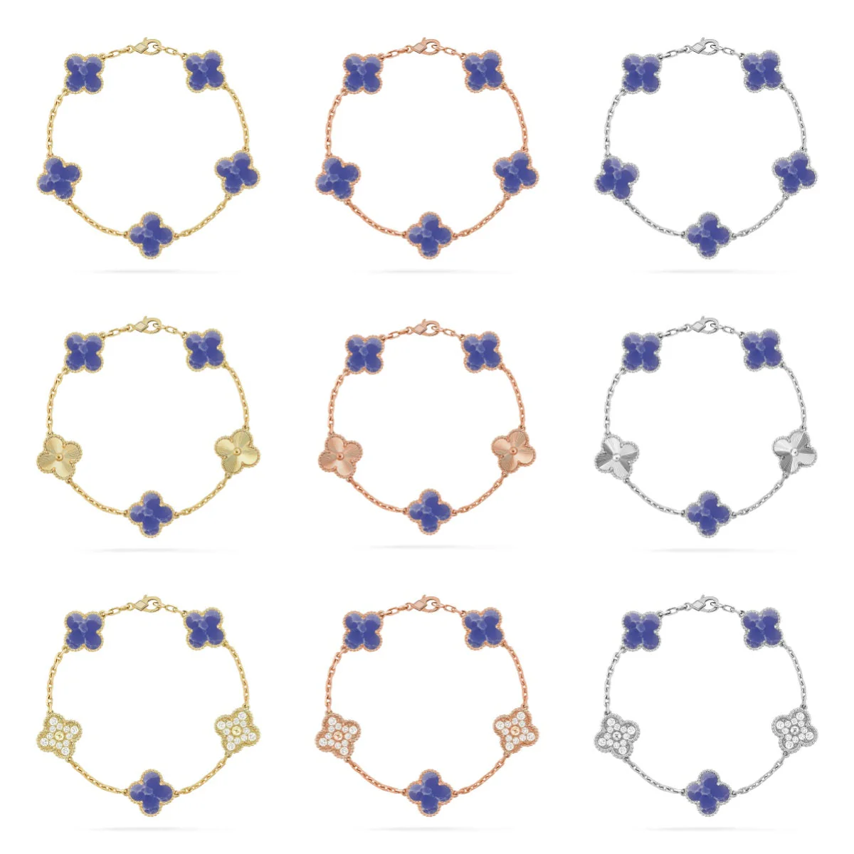 [Dawnora Jewelry]CLOVER 5 MOTIF BLUE VEINS BRACELET COLLECTION