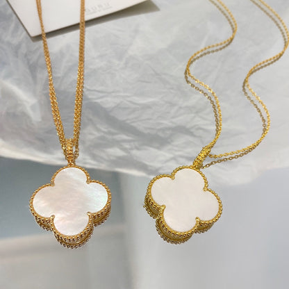 [Dawnora Jewelry]CLOVER 25MM MOP LARGE PENDANT NECKLACE