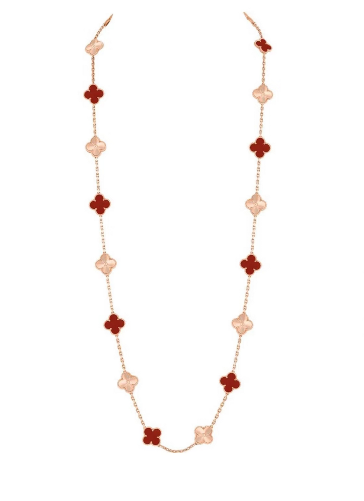 [Dawnora Jewelry]CLOVER 20 MOTIFS LASER CARNELIAN NECKLACE