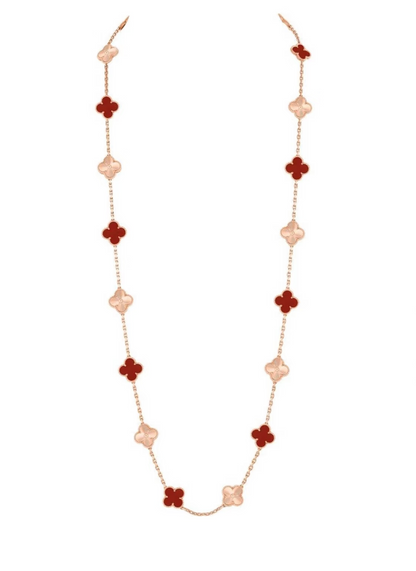 [Dawnora Jewelry]CLOVER 20 MOTIFS LASER CARNELIAN NECKLACE
