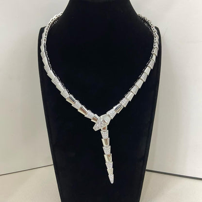 [Dawnora Jewelry]NEW WIDE BAND INLAID DIAMOND SNAKE NECKLACE