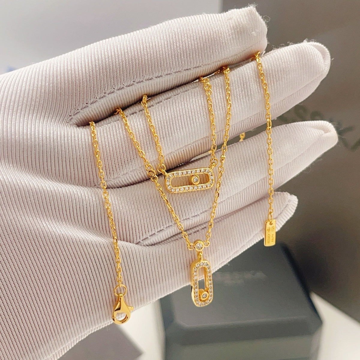 [Dawnora Jewelry]MOVE 2 ROW DIAMOND NECKLACE