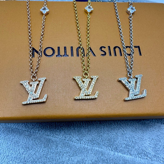 [Dawnora Jewelry]FULL DIAMOND LETTER NECKLACE