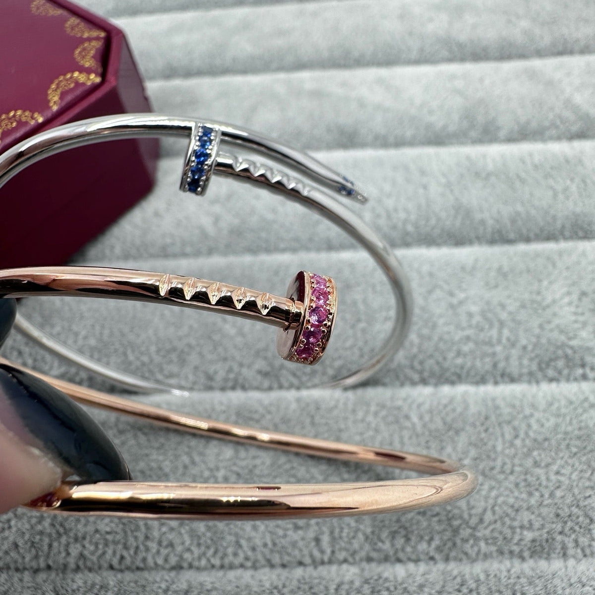 [Dawnora Jewelry]JUSTE BRACELET 2.5MM PINK STONES AT BOTH ENDS