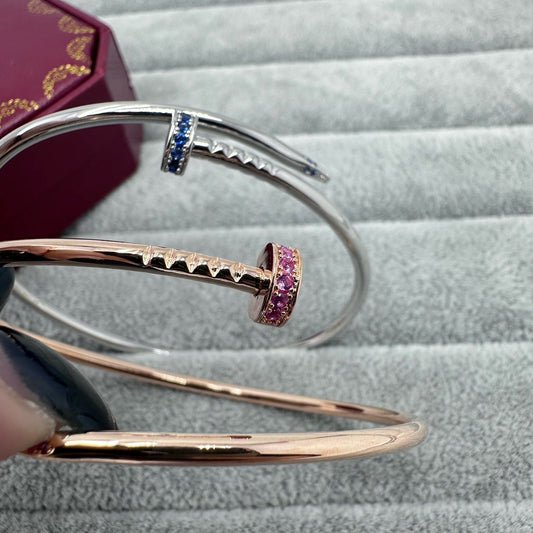 [Dawnora Jewelry]JUSTE BRACELET 2.5MM PINK STONES AT BOTH ENDS