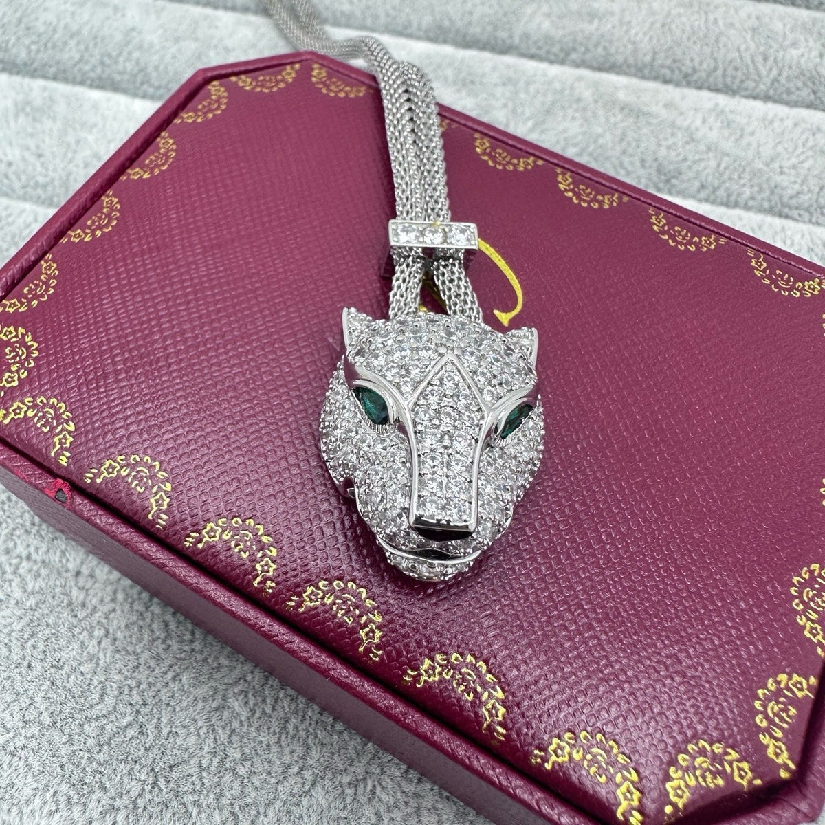 [Dawnora Jewelry]FULL STONE BIG LEOPARD HEAD NECKLACE