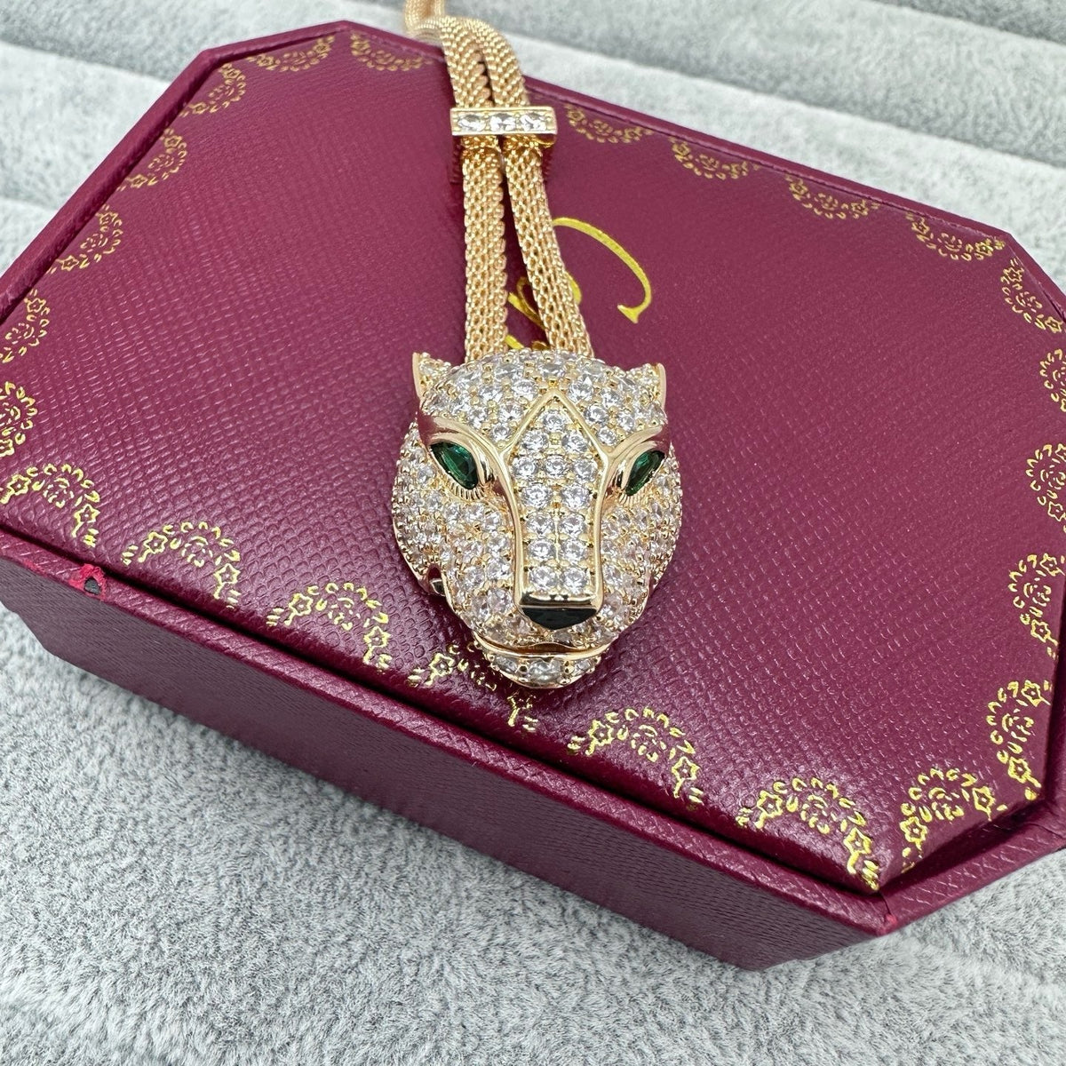[Dawnora Jewelry]FULL STONE BIG LEOPARD HEAD NECKLACE