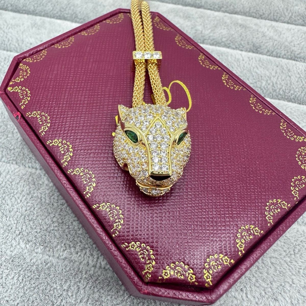 [Dawnora Jewelry]FULL STONE BIG LEOPARD HEAD NECKLACE