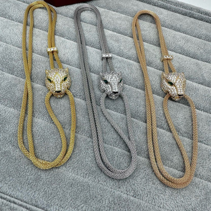 [Dawnora Jewelry]FULL STONE BIG LEOPARD HEAD NECKLACE