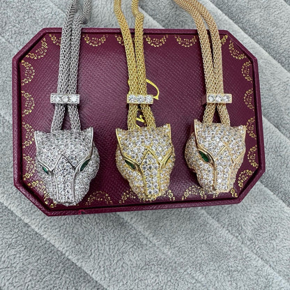 [Dawnora Jewelry]FULL STONE BIG LEOPARD HEAD NECKLACE