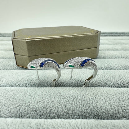 [Dawnora Jewelry]FULL STONE TWO-TONE SNAKE EARRING STUDS