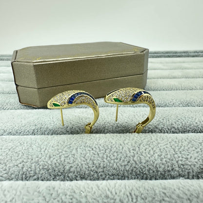 [Dawnora Jewelry]FULL STONE TWO-TONE SNAKE EARRING STUDS