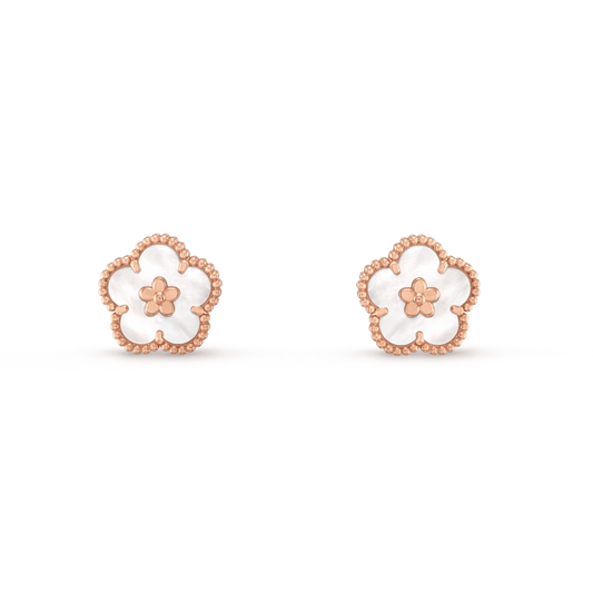 [Dawnora Jewelry]LUCKY PINK GOLD WHITE MOP EARRINGS