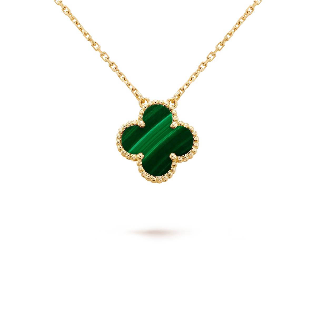 [Dawnora Jewelry]CLOVER 15MM MALACHITE SINGLE FLOWER  NECKLACE