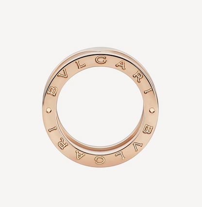 [Dawnora Jewelry]ZERO 1 TWO-BAND LOOPS AND WHITE CERAMIC SPIRAL PINK GOLD RING