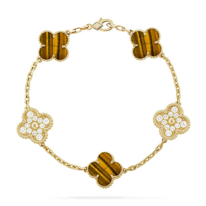 [Dawnora Jewelry] CLOVER 5 MOTIFS TIGER EYE BRACELET COLLECTION