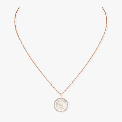 [Dawnora Jewelry]LUCKY MOVE 1 DIAMOND WHITE MOTHER OF PEARL PINK GOLD DIAMOND NECKLACE