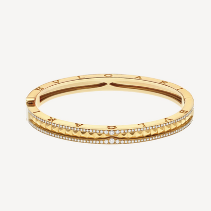 [Dawnora Jewelry]ZERO 1 SPIRAL AND PAVED DIAMOND GOLD BRACELET