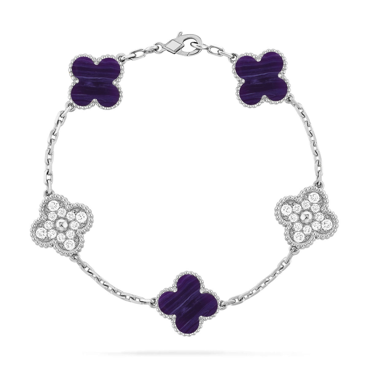 [Dawnora Jewelry]CLOVER 5 MOTIF PURPLE STRIPES BRACELET COLLECTION