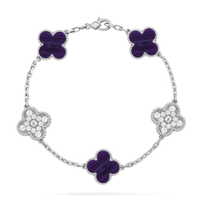 [Dawnora Jewelry]CLOVER 5 MOTIF PURPLE STRIPES BRACELET COLLECTION