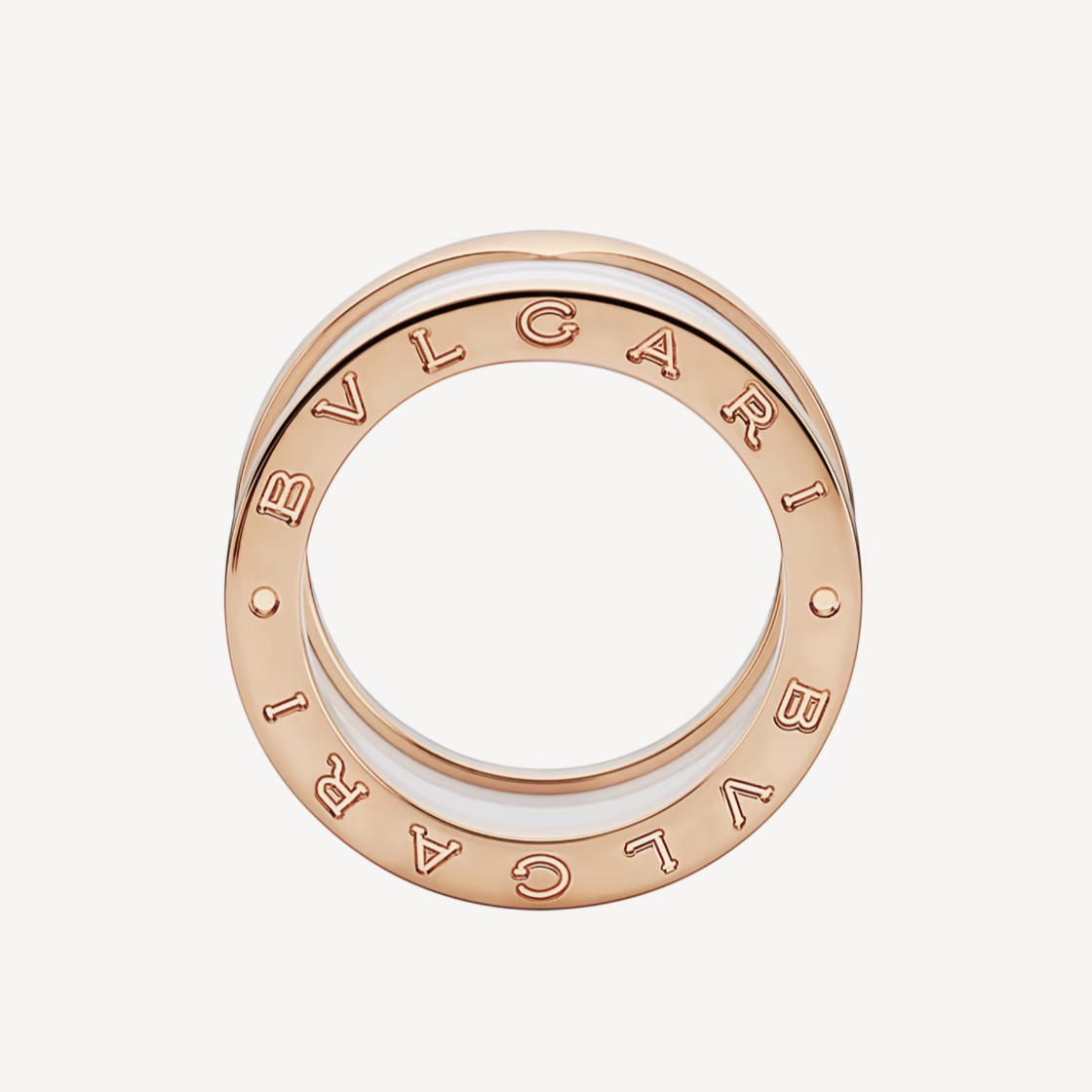 [Dawnora Jewelry]ZERO 1 FOUR-BAND LOOPS AND WHITE CERAMIC SPIRAL PINK GOLD RING