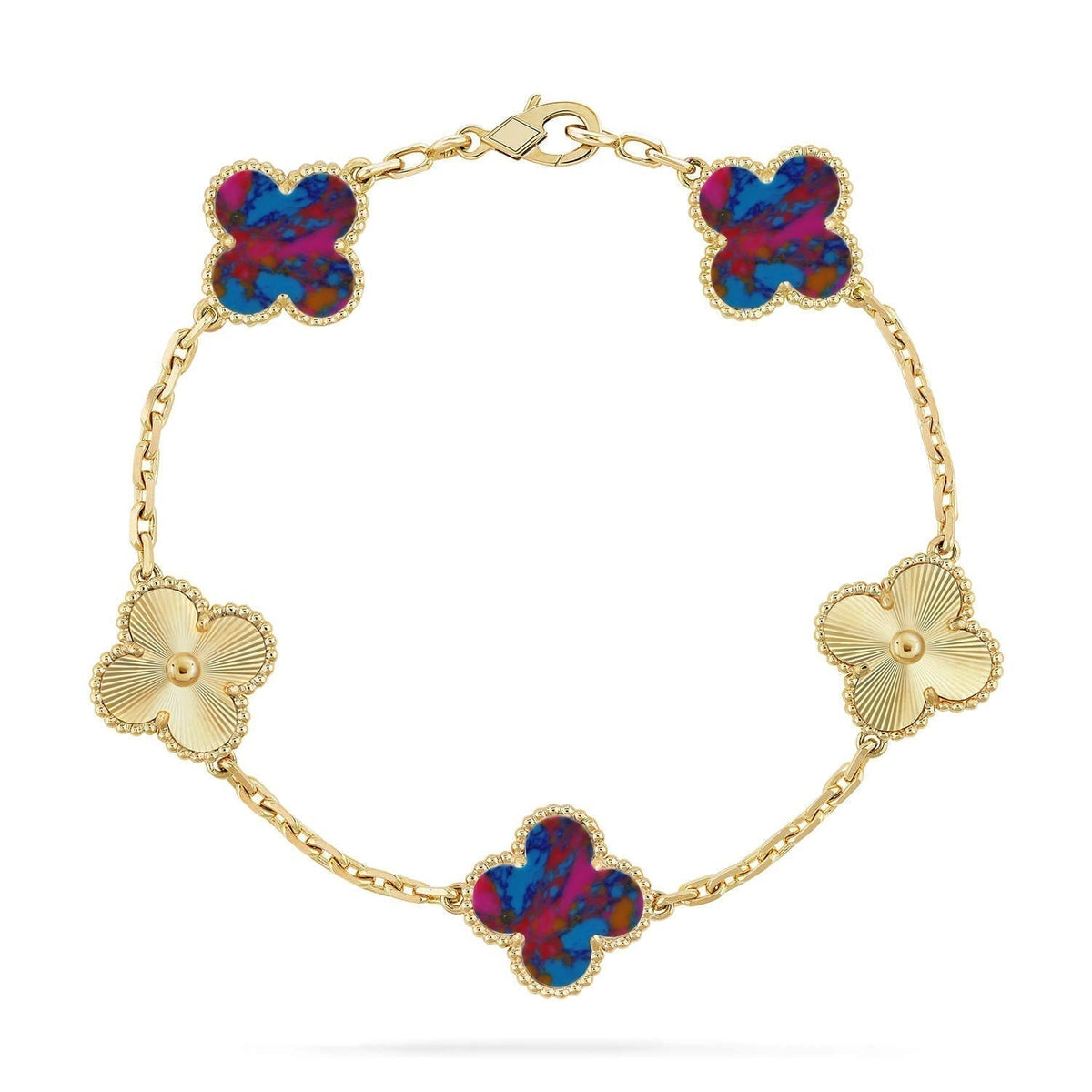 [Dawnora Jewelry]CLOVER 5 MOTIF COLOR GEMSTONES BRACELET COLLECTION